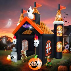 12FT Halloween Inflatable Archway with LEDs Haunted House Ghost Pumpkin Tunnel