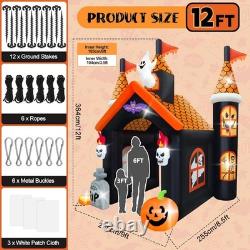 12FT Halloween Inflatable Archway with LEDs Haunted House Ghost Pumpkin Tunnel