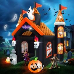 12FT Halloween Inflatable Archway with LEDs Haunted House Ghost Pumpkin Tunnel