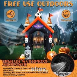 12FT Halloween Inflatable Archway with LEDs Haunted House Ghost Pumpkin Tunnel