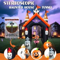 12FT Halloween Inflatable Archway with LEDs Haunted House Ghost Pumpkin Tunnel