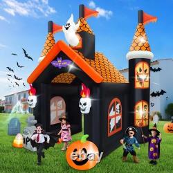 12FT Halloween Inflatable Archway with LEDs Haunted House Ghost Pumpkin Tunnel