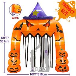 12FT Halloween Inflatable Pumpkin Archway, Large Halloween Blow up Yard Decorati