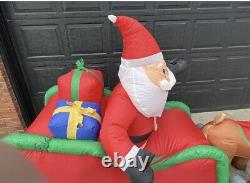 12ft Gemmy Airblown Inflatable Holiday Christmas Santa 3 Reindeer Sleigh