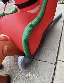 12ft Gemmy Airblown Inflatable Holiday Christmas Santa 3 Reindeer Sleigh
