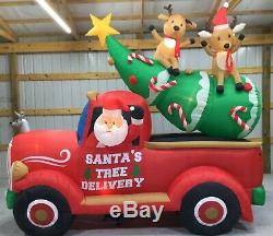 12ft Gemmy Airblown Inflatable Prototype Christmas Santa's Tree Delivery #17277