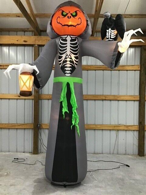 12ft Gemmy Airblown Inflatable Prototype Halloween Pumpkin Head Reaper #228867