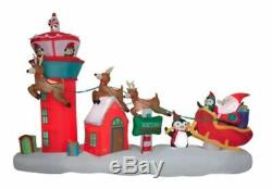 13.5 Ft NORTH POLE FLIGHT CONTROL Airblown Lighted Yard Inflatable SANTA SLEIGH