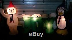 13 ft Christmas Inflatable Giant Joy Sign With Polar Bear & Penguin Lights Gemmy