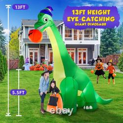 13Ft Giant Halloween Dinosaur Inflatable Decorations, Bite Large Pumpkin with Wi 13Ft Giant Halloween Dinosaur Inflatable Decorations, Bite Large Pumpkin with Wi