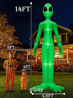 14Ft Giant Halloween Inflatable Alien Decoration with Built-In LEDs Yard Garden