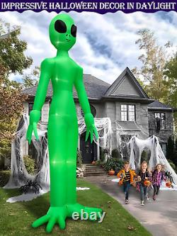 14Ft Giant Halloween Inflatable Alien Decoration with Built-In LEDs Yard Garden