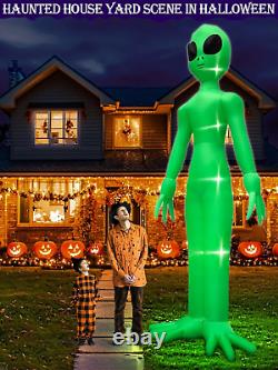 14Ft Giant Halloween Inflatable Alien Decoration with Built-In LEDs Yard Garden