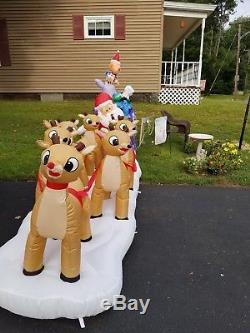 15.5 Foot Rudolph Misfit Island Sleigh Christmas Gemmy Inflatable