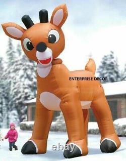 15' Ft Animated Christmas Rudolph Nose Reindeer Airblown Inflatable Led