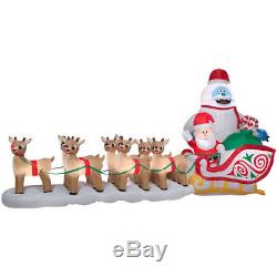16.5' Rudolph Bumble Santa & Sleigh W Reindeer Airblown Lighted Yard Inflatable
