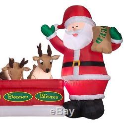 16.5' Wide Christmas Animated Inflatable Santa Feeding 8 Reindeer Holiday Decor