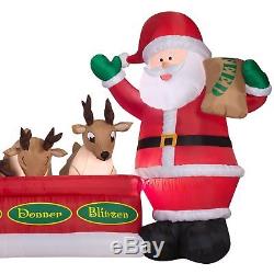 16.5' Wide Christmas Inflatable Santa Animated Feeding 8 Reindeer Yard Decor