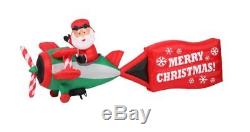 16 FT SANTA PLANE PULLING MERRY CHRISTMAS SIGN Airblown Yard Inflatable