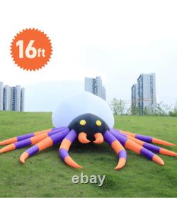 16' Halloween Inflatable Spider with Magic LED Lights by DeeKom