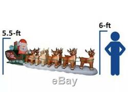17.5 Ft COLOSSAL Lighted Santa & Rudolph Sleigh Airblown Inflatable Yard 2018