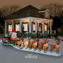 17.5 Ft COLOSSAL Lighted Santa & Rudolph Sleigh Airblown Inflatable Yard Decor