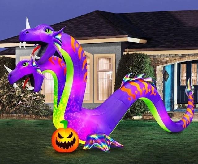 18 Ft Colossal Two Headed Serpent With Swirling Lights Airblown Yard Inflatable