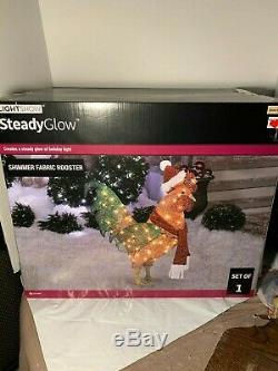 19 L GEMMY CHRISTMAS ROOSTER SANTA HAT YARD DECOR LIGHTED New