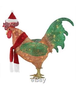 19 L Gemmy Christmas Rooster Santa Hat Yard Decor Lighted