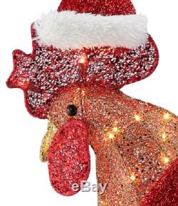 19 L Gemmy Christmas Rooster Santa Hat Yard Decor Lighted