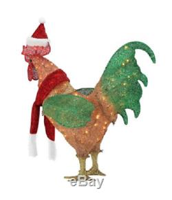 19 L Gemmy Christmas Rooster Santa Hat Yard Decor Lighted