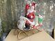 1960s-70s Empire Mold Giant Santa Claus Sleigh Reindeer Noel Christmas Blow Mold