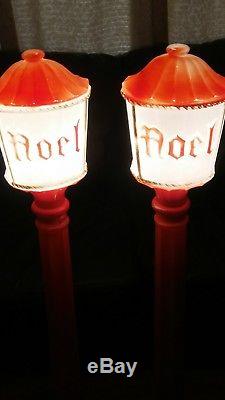 1966 RARE VINTAGE Christmas Noel Lamp Post Lantern blow mold light up yard decor