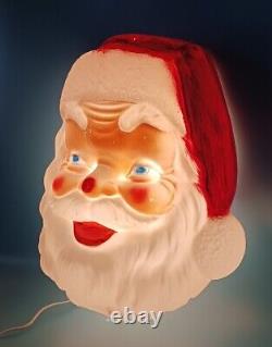 1968 Santa Face Empire Blow Mold Lighted Christmas 17 Santa Head New LED Light