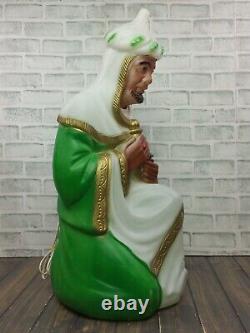 1980's Vintage Green Wise Men Kings Lighted Blow Mold Christmas Nativity Empire