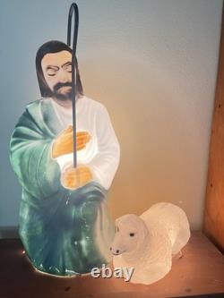 1987 Blow Mold NATIVITY Shepherd With Sheep 28 Tall Original Box Vtg Christmas 1987 Blow Mold NATIVITY Shepherd With Sheep 28 Tall Original Box Vtg Christmas