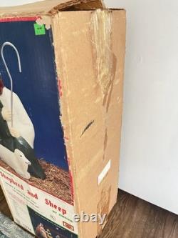 1987 Blow Mold NATIVITY Shepherd With Sheep 28 Tall Original Box Vtg Christmas 1987 Blow Mold NATIVITY Shepherd With Sheep 28 Tall Original Box Vtg Christmas