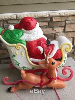 1999 Grand Venture Santa Sleigh With Reindeer Blow Mold Christmas Outdoor