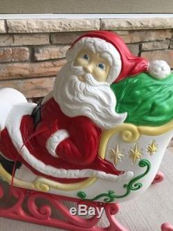 1999 Grand Venture Santa Sleigh With Reindeer Blow Mold Christmas Outdoor