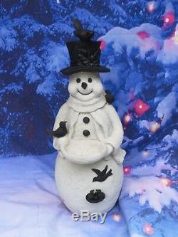 2-1/2 Ft Tall Heavy Resin Snowman Christmas/holiday Bird Bath/feeder Yard Decor