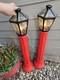 2 Blow Mold Christmas Red Lantern Lamp Post 40 Vintage Union Products