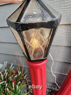 2 Blow Mold Christmas Red Lantern Lamp Post 40 Vintage Union Products