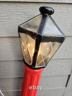 2 Blow Mold Christmas Red Lantern Lamp Post 40 Vintage Union Products