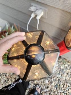 2 Blow Mold Christmas Red Lantern Lamp Post 40 Vintage Union Products