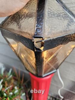 2 Blow Mold Christmas Red Lantern Lamp Post 40 Vintage Union Products