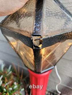 2 Blow Mold Christmas Red Lantern Lamp Post 40 Vintage Union Products