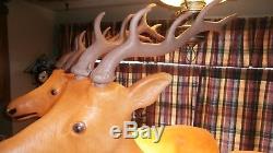 2 Blow Mold Reindeer Santas Best Outdoors Indoors Light Up 41 in. Tall by 36