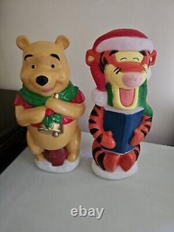 2 Disney Santas Best 18 Blow Molds Tigger Caroling 17 Winnie the Pooh WORKING