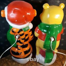 2 Disney Santas Best 18 Blow Molds Tigger Caroling & Winnie the Pooh WORKING g+