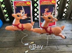 2 Grand Venture 29 Santa's Sleigh Reindeer Blow Mold Lights Local Pickup